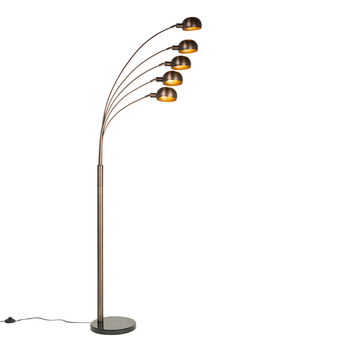 Dizajnerska podna lampa tamno brončana sa zlatom 5-svjetla - Sixties Marmo