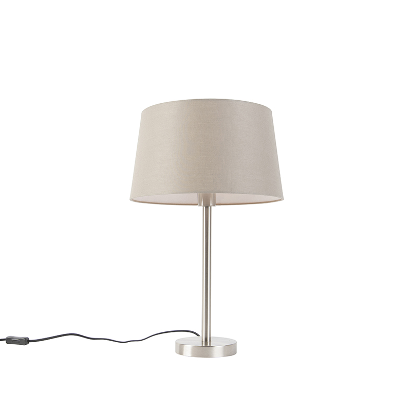 Moderna stolna svjetiljka od čelika s taupe sjenilom 35 cm - Simplo