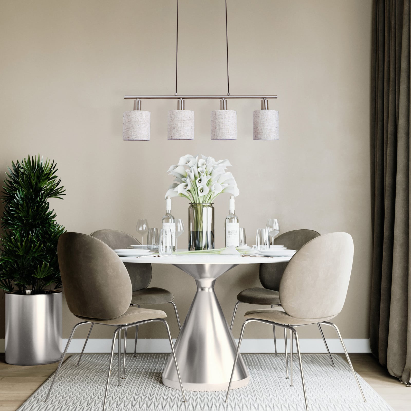 Maron viseća svjetiljka, četiri sijalice, tekstil, natur