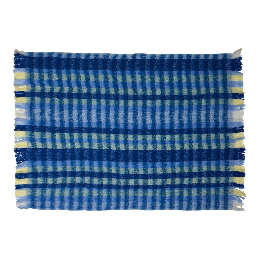 Plava deka od mješavine vune 140x200 cm Loom – Hübsch