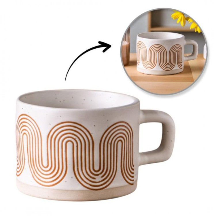 Keramička šalica s geometrijskim uzorkom - 250 ml