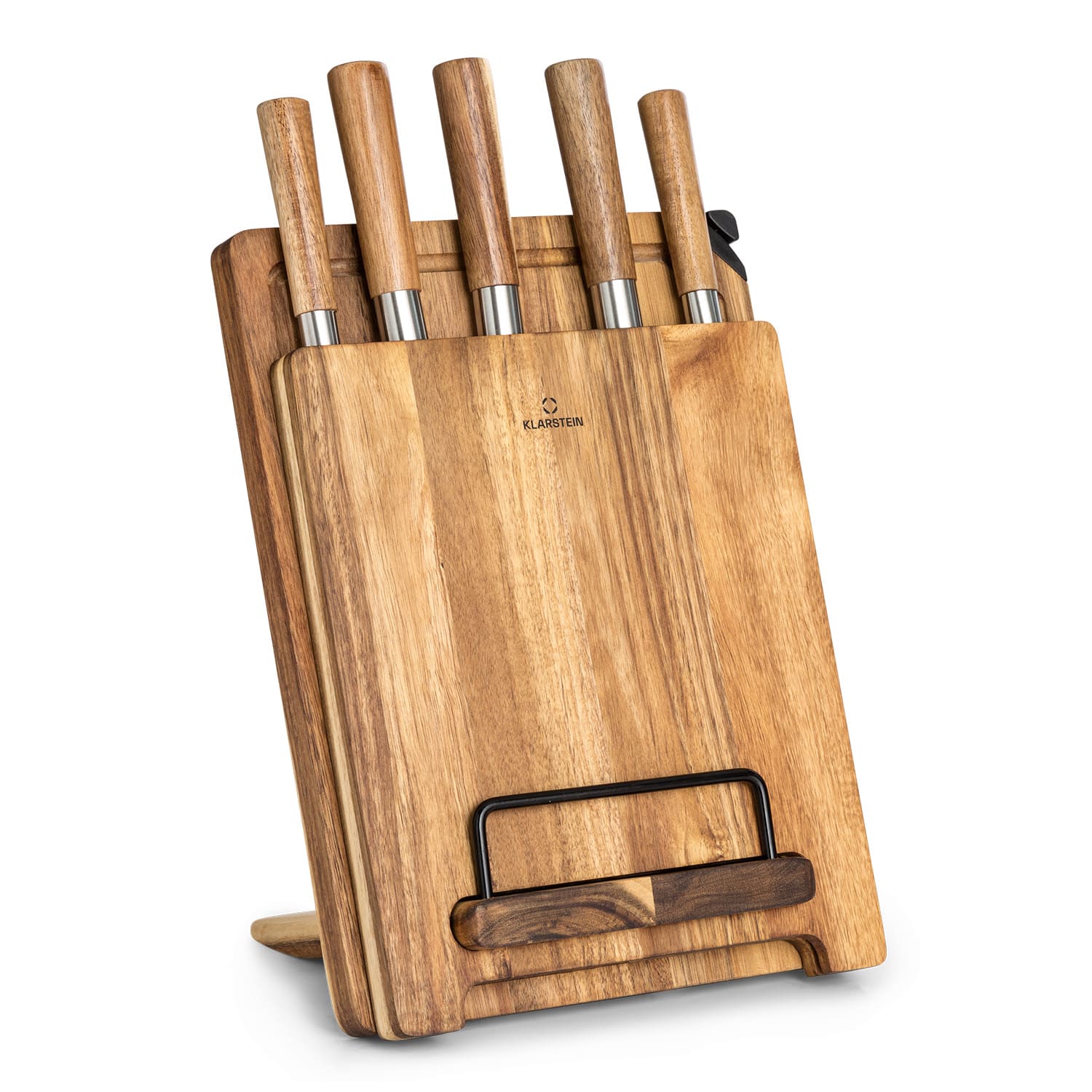Klarstein Komaki set noževa 8 komada 5 noževa 3 daske za rezanje Držač oštrila za noževe