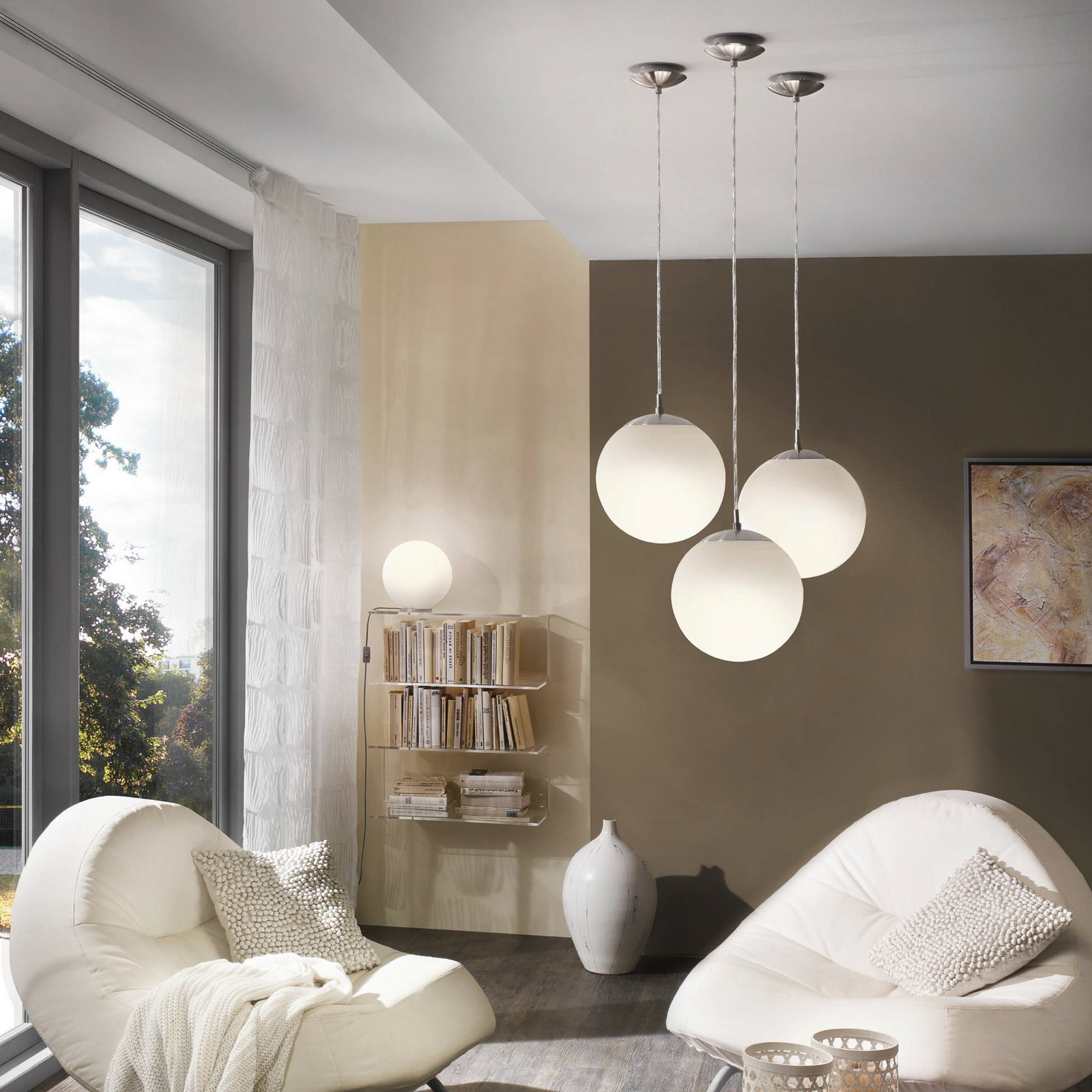 Stolna lampa Rondo, Ø 20 cm, bijela