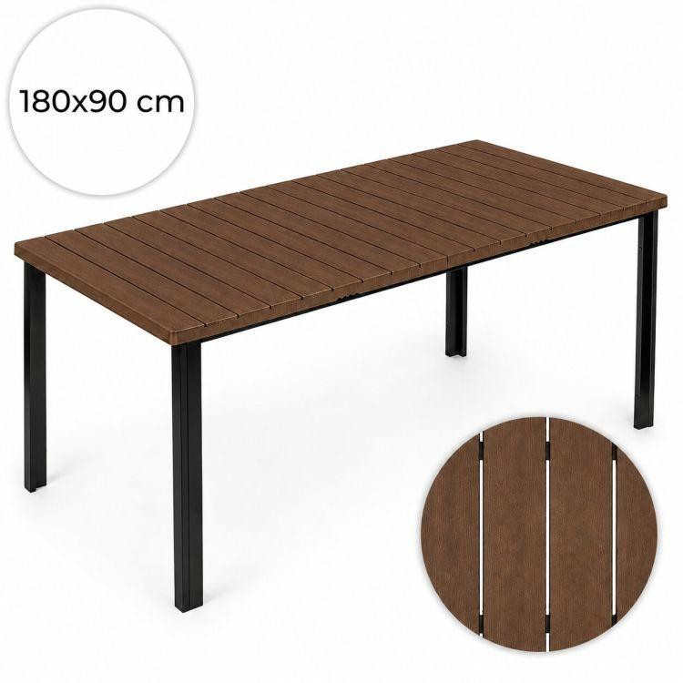 Vrtni smeđi stol za 8 osoba - poliwood - 180x90 cm