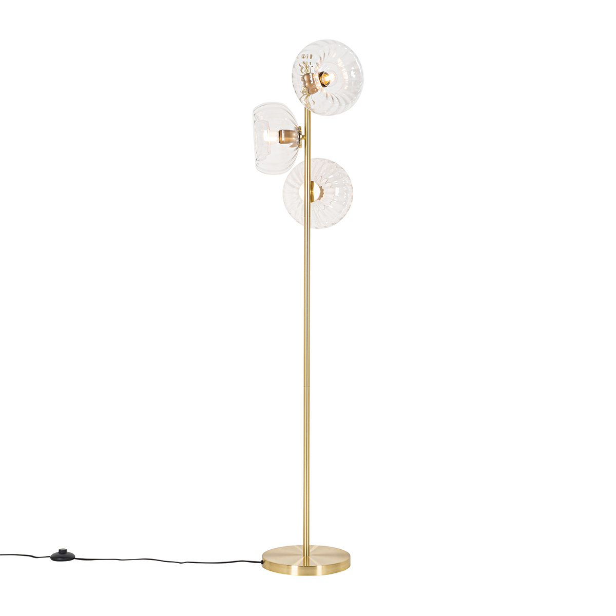 Art Deco podna lampa zlatna sa staklom 3-svjetla - Ayesha