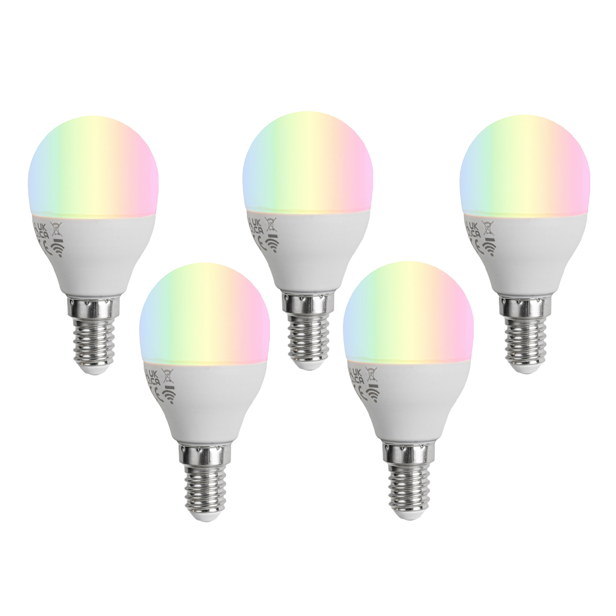 Set od 5 pametnih E14 LED žarulja G45 Opal RGBW 4,9W 470 lm 2700-6500K