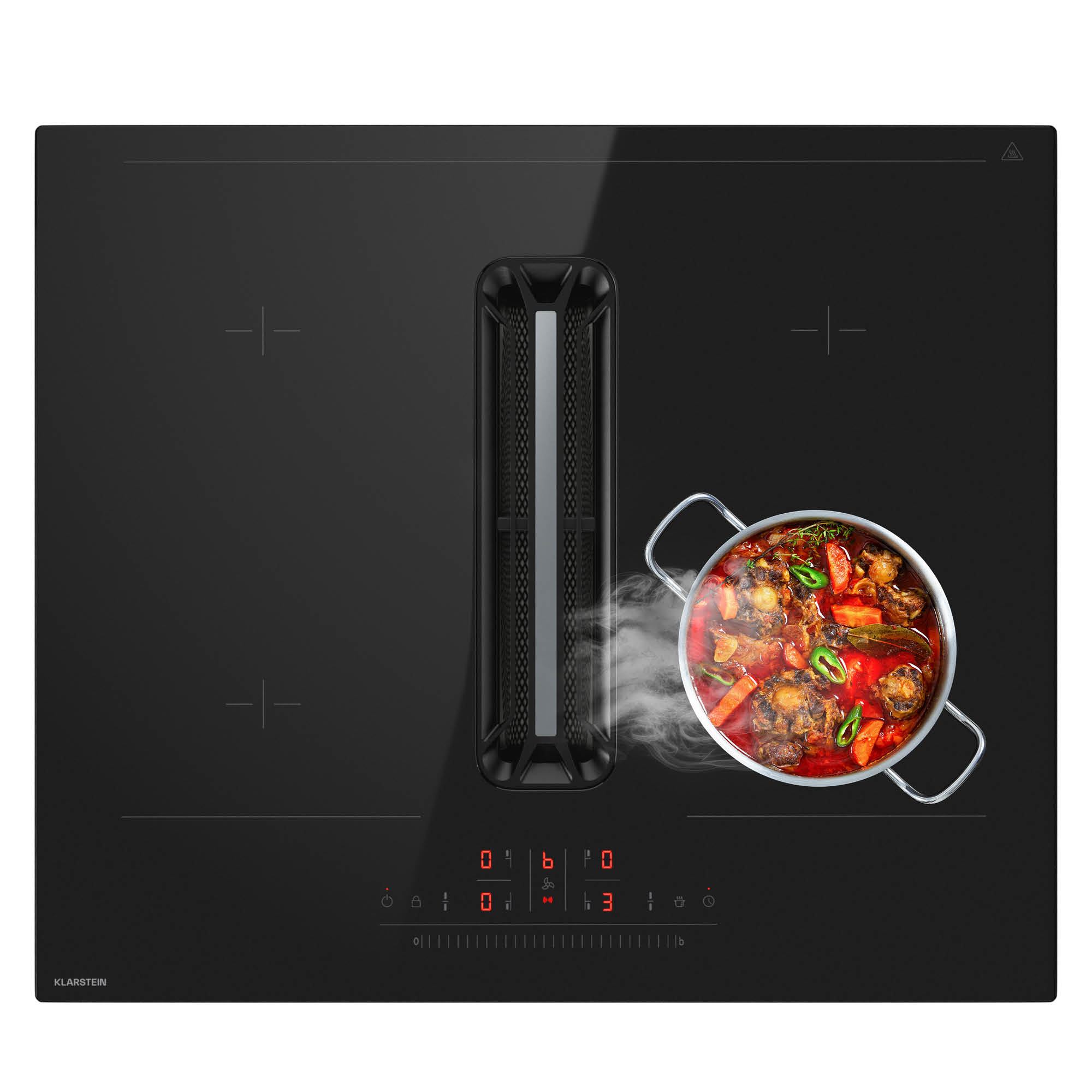 Klarstein AirJet Hybrid Down Air System, Indukcijska ploča za kuhanje s integriranom napom, 477 m3/h, EEZ A+