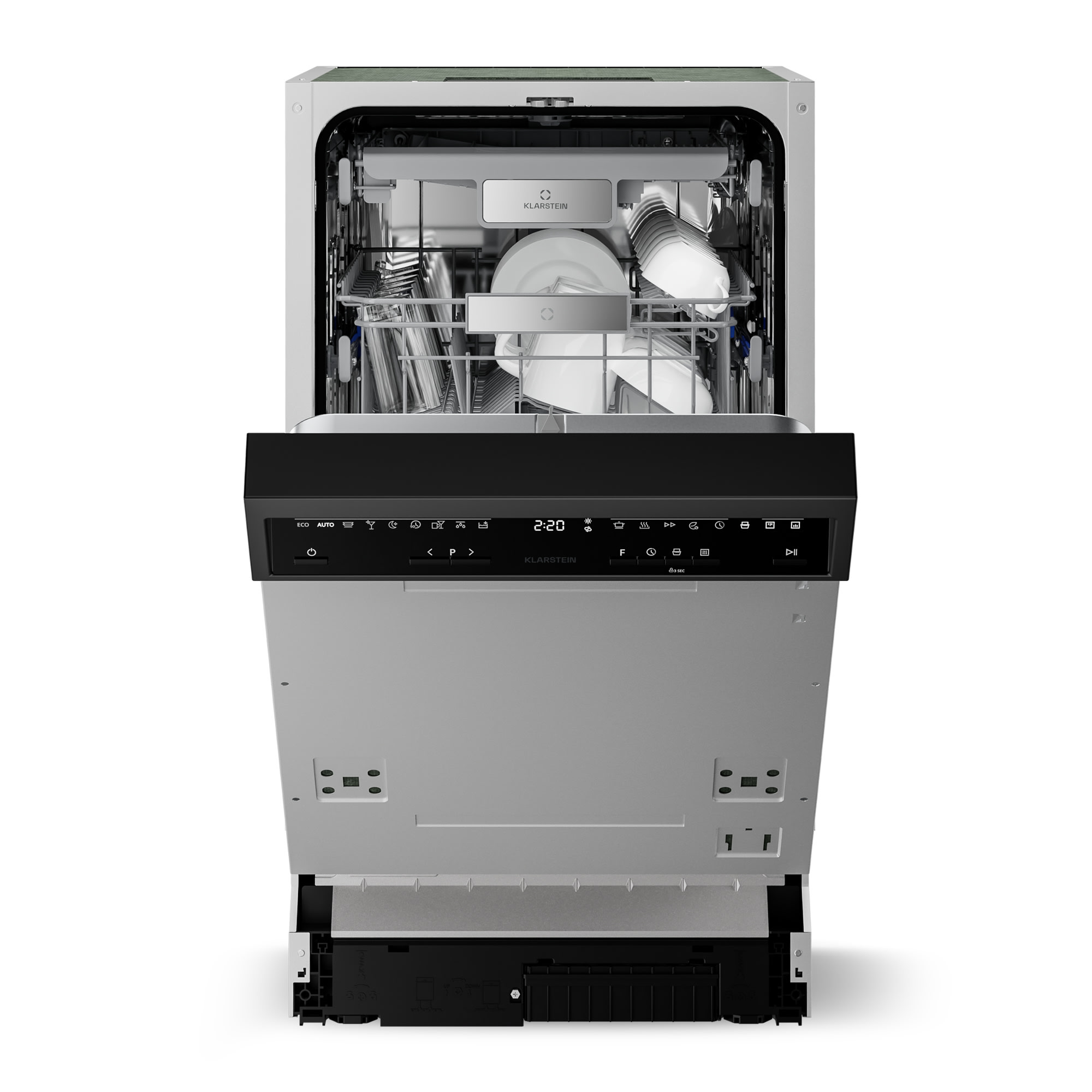 Klarstein Velaire poluugradbena perilica posuđa | Minimalistička, kompaktna | Klasa energetske učinkovitosti B | 45 cm