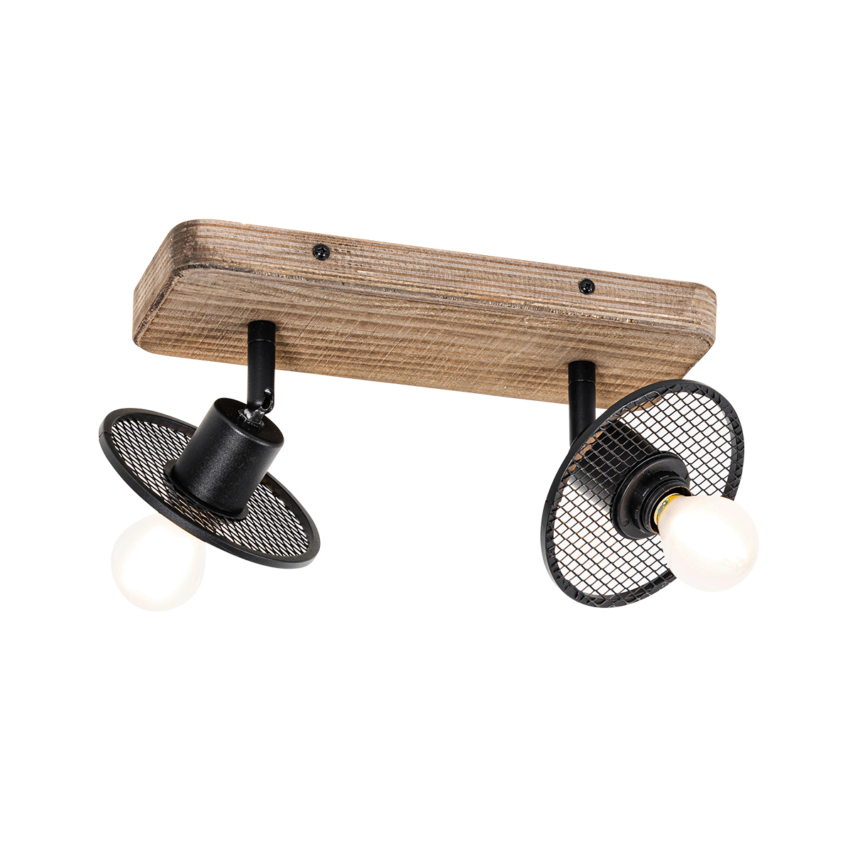 Industrijski stropni reflektor crni s drvom 2-svjetla - Jasmine
