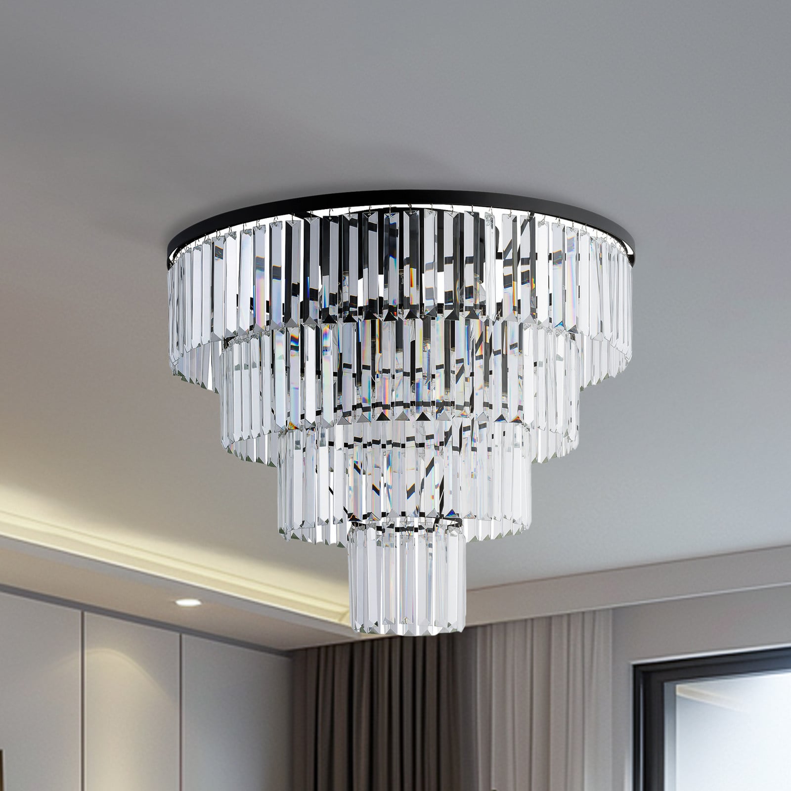 Plafonjera Cristal, prozirna/crna, Ø 71 cm