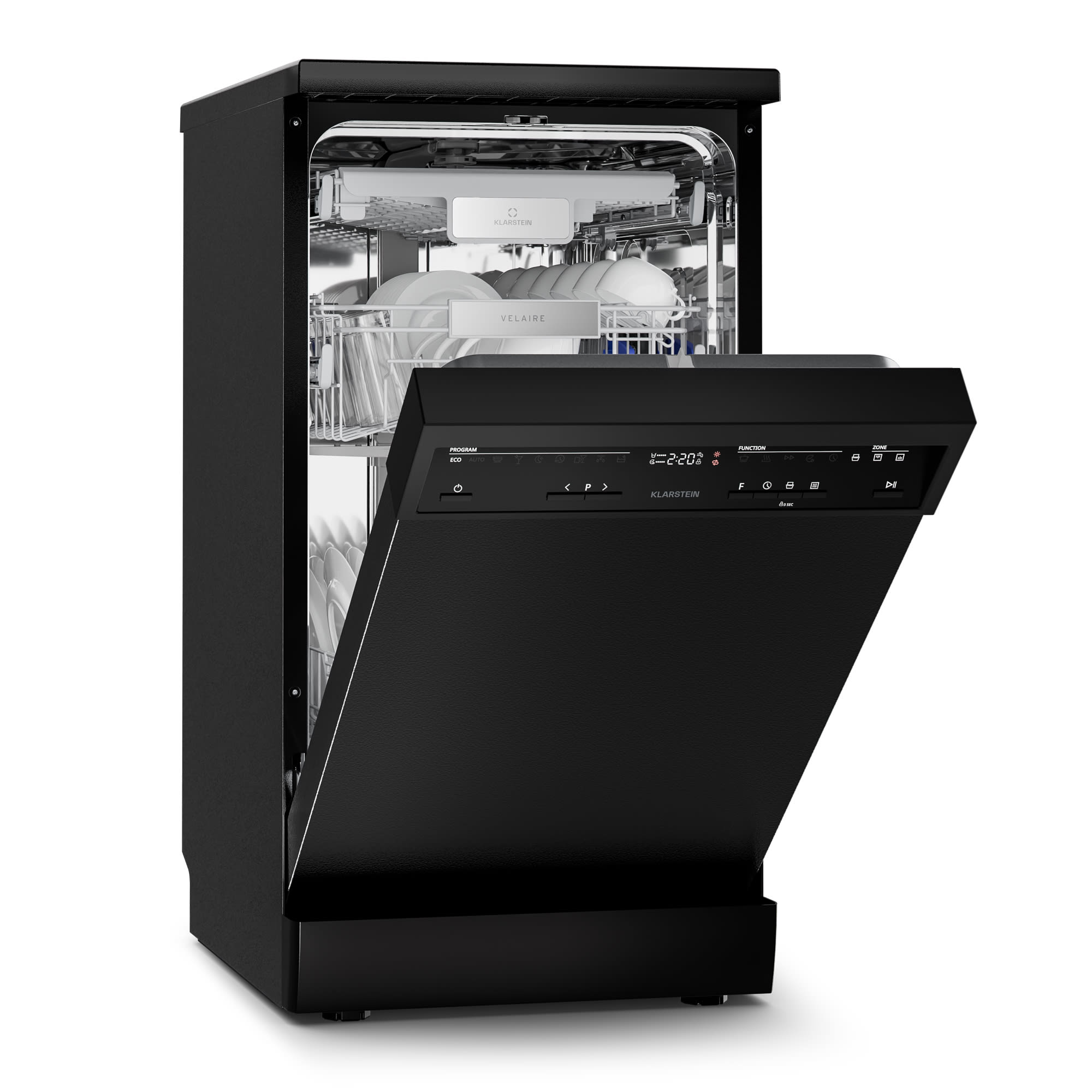 Klarstein Samostojeća perilica posuđa Velaire | Minimalistička, kompaktna, snažna | EEC B | 45 cm