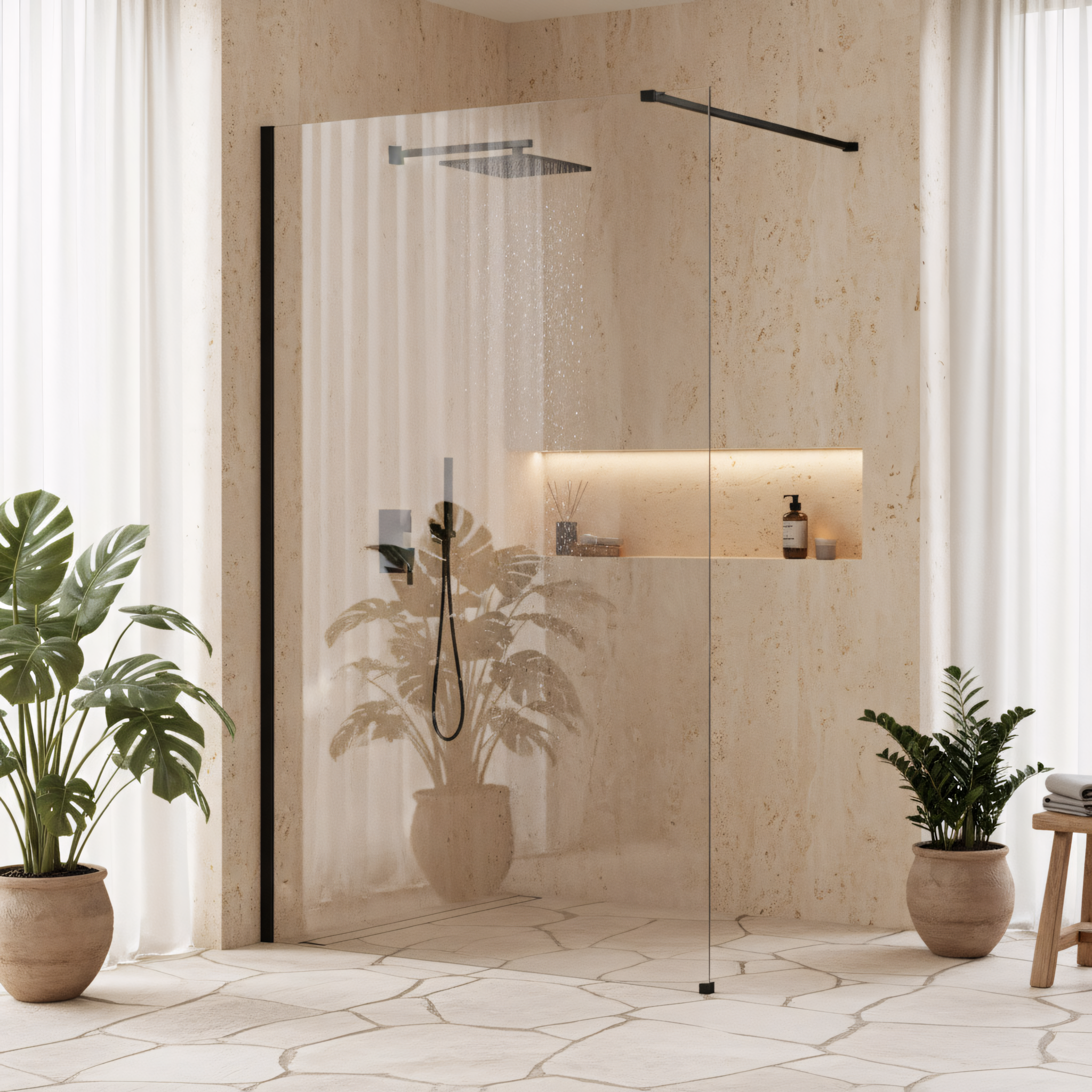 Tuš zaslon Rea Flexi Transparent / Black 120