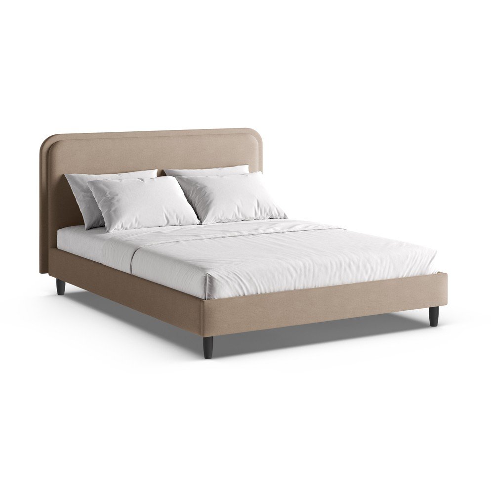 Sivo-bež tapecirani bračni krevet s podnicom 200x200 cm Aveline – Micadoni