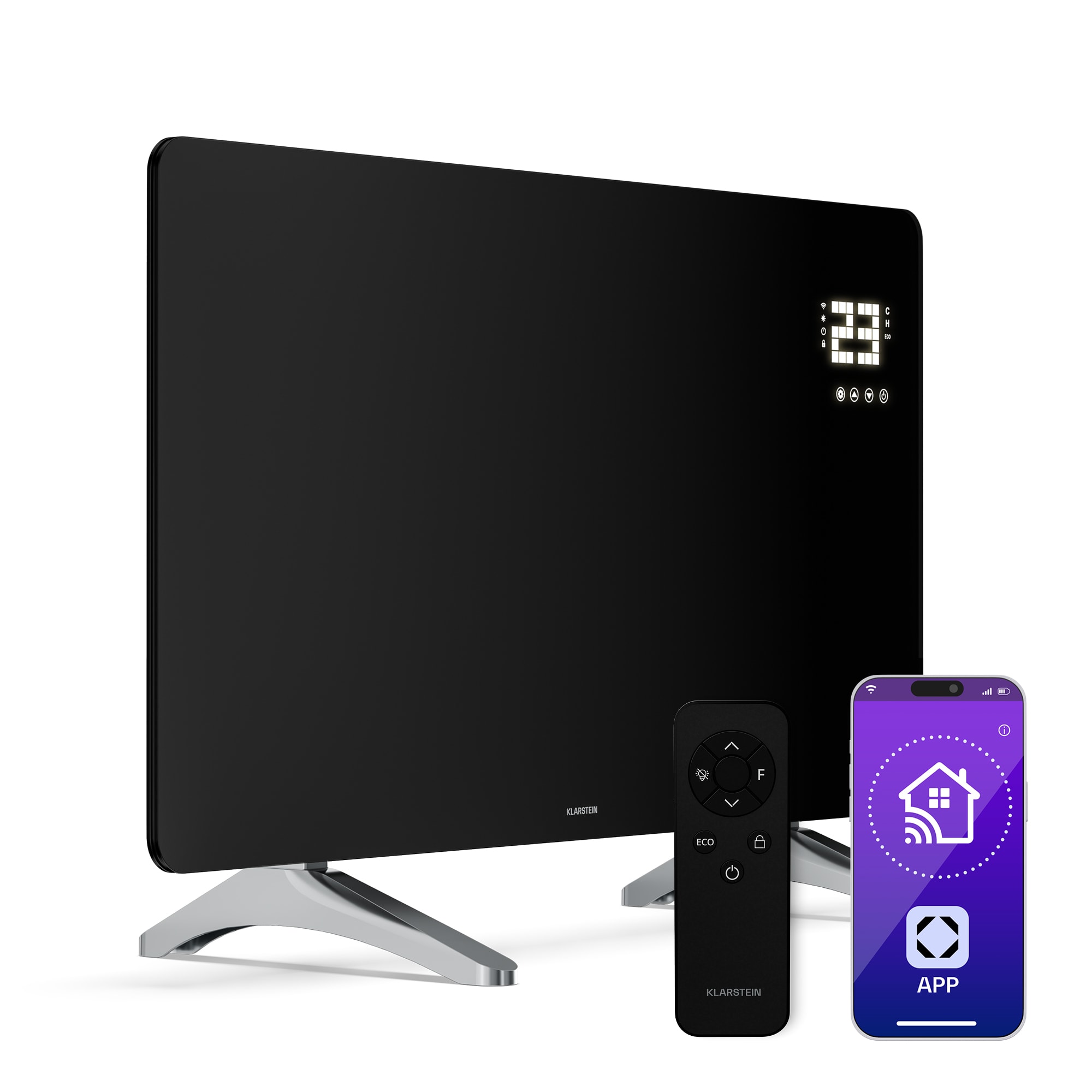 Klarstein Wonderglass infracrvena ploča | 480 W | 7 - 14 m² | Moderan stakleni dizajn | 90 cm x 58 cm