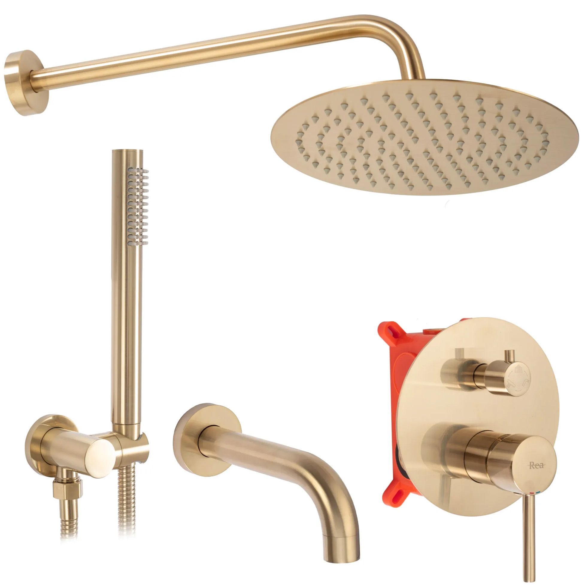 Podžbukna kada i tuš set Rea Lungo Brush Gold + BOX