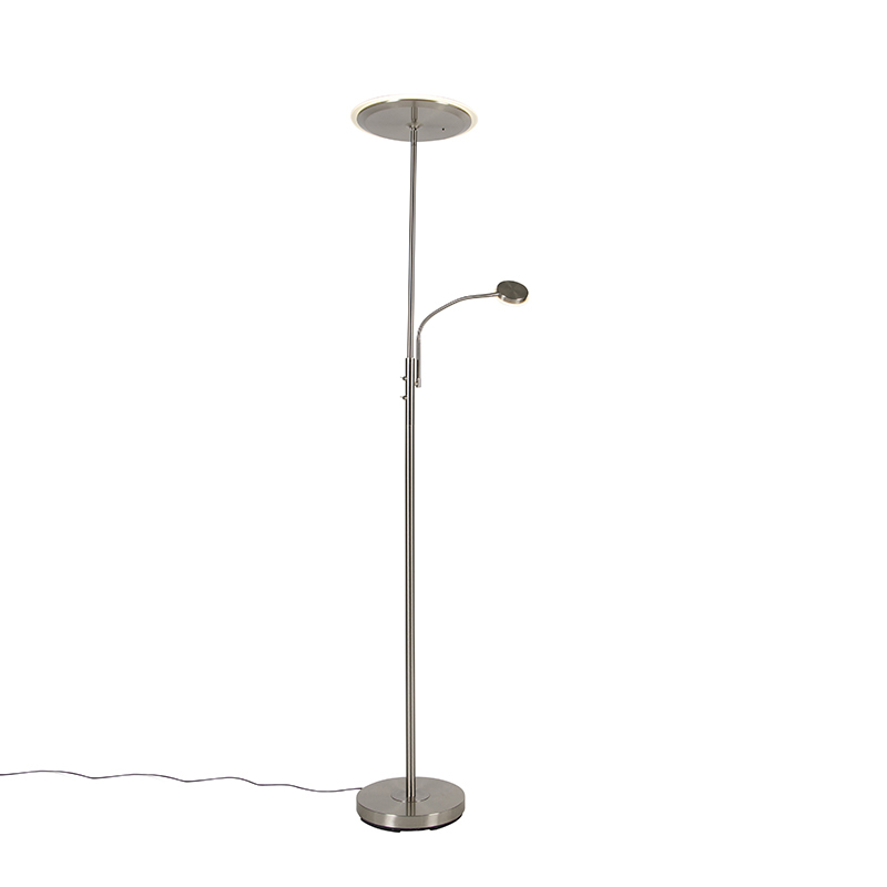 Moderna podna lampa od čelika s uključenim LED prigušivačem i čitaćom - Strela