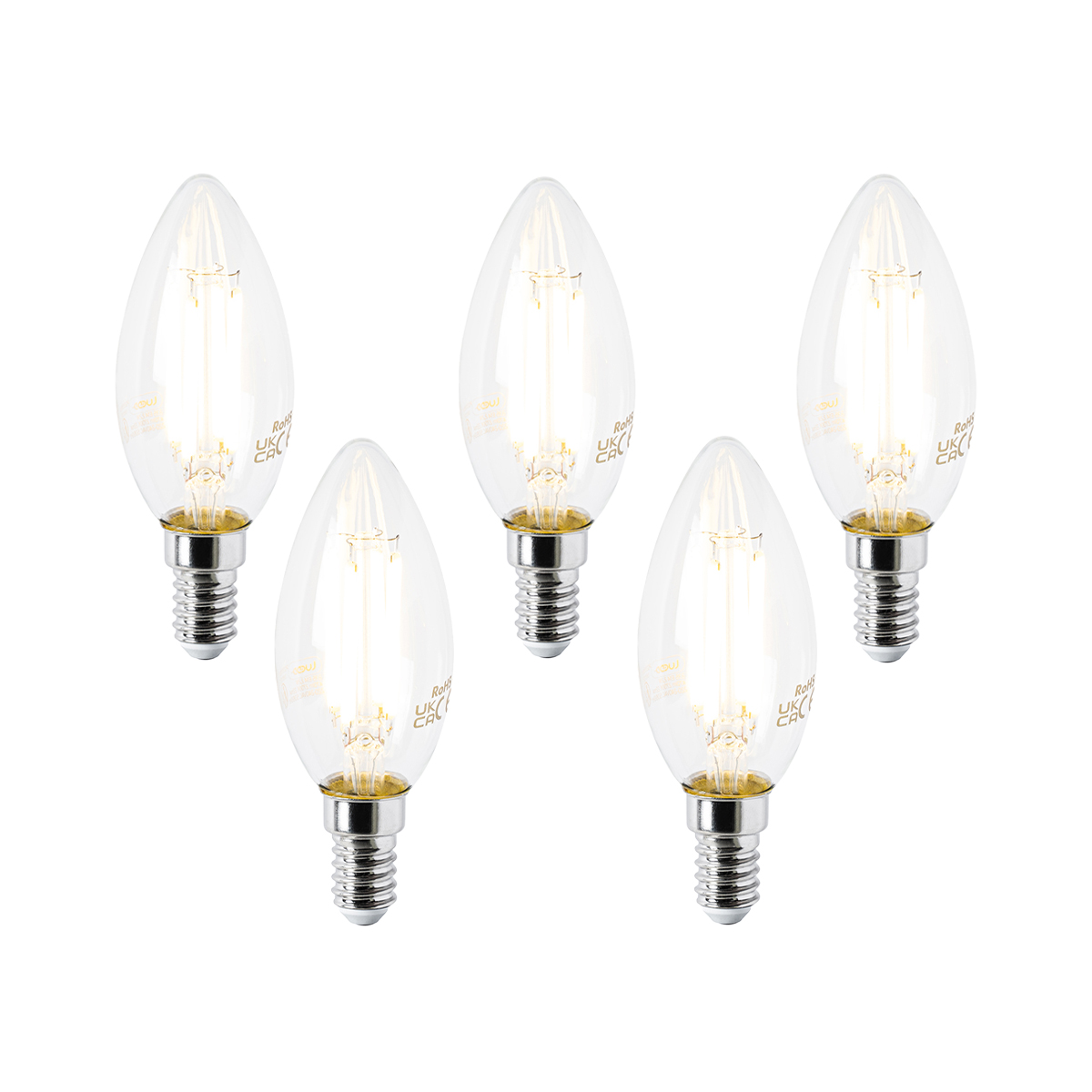 Set od 5 LED žarulja E14 B35 prozirne 2,2 W 470 lm 2700 K