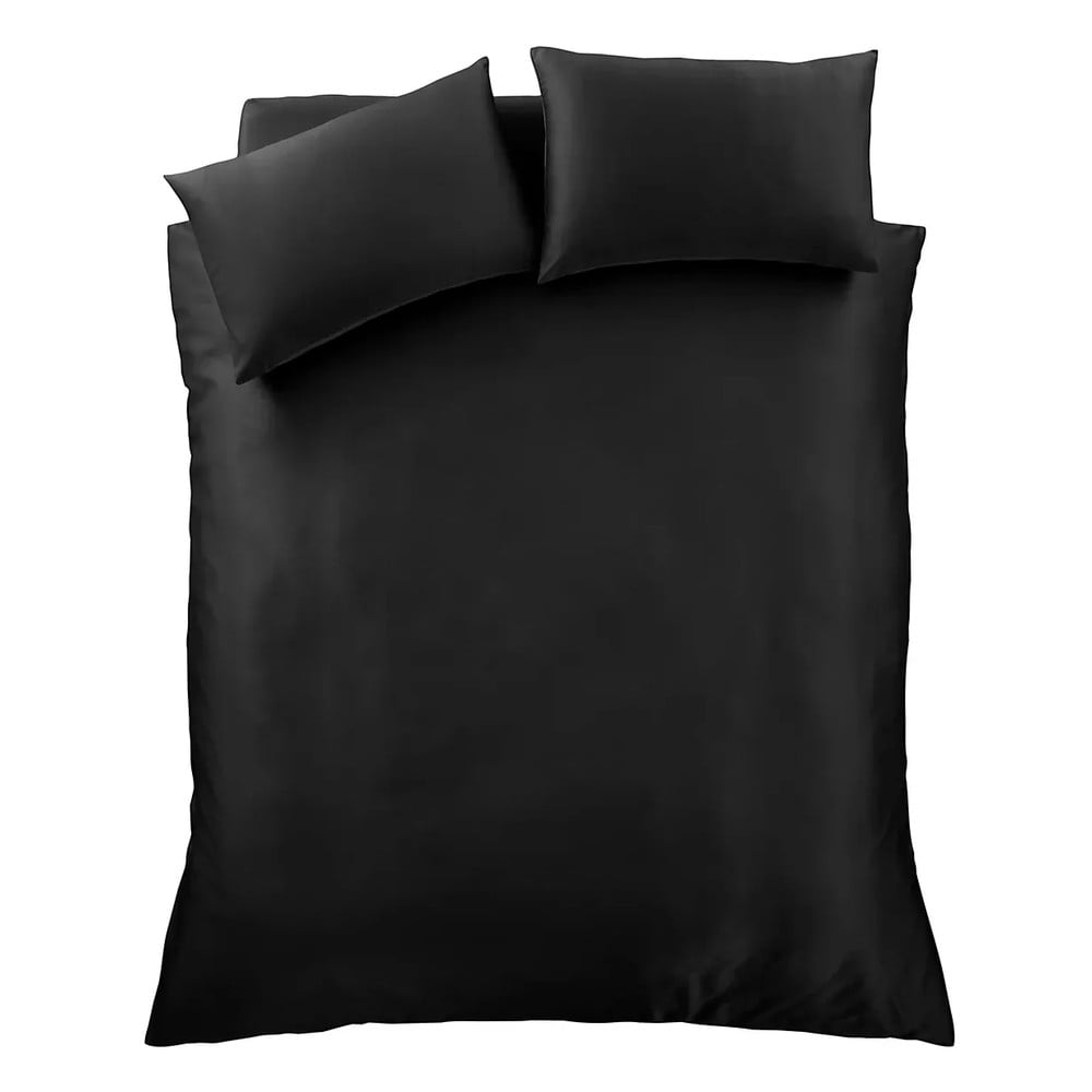 Crna satenska posteljina za bračni krevet 200x200 cm Silky Soft – Catherine Lansfield