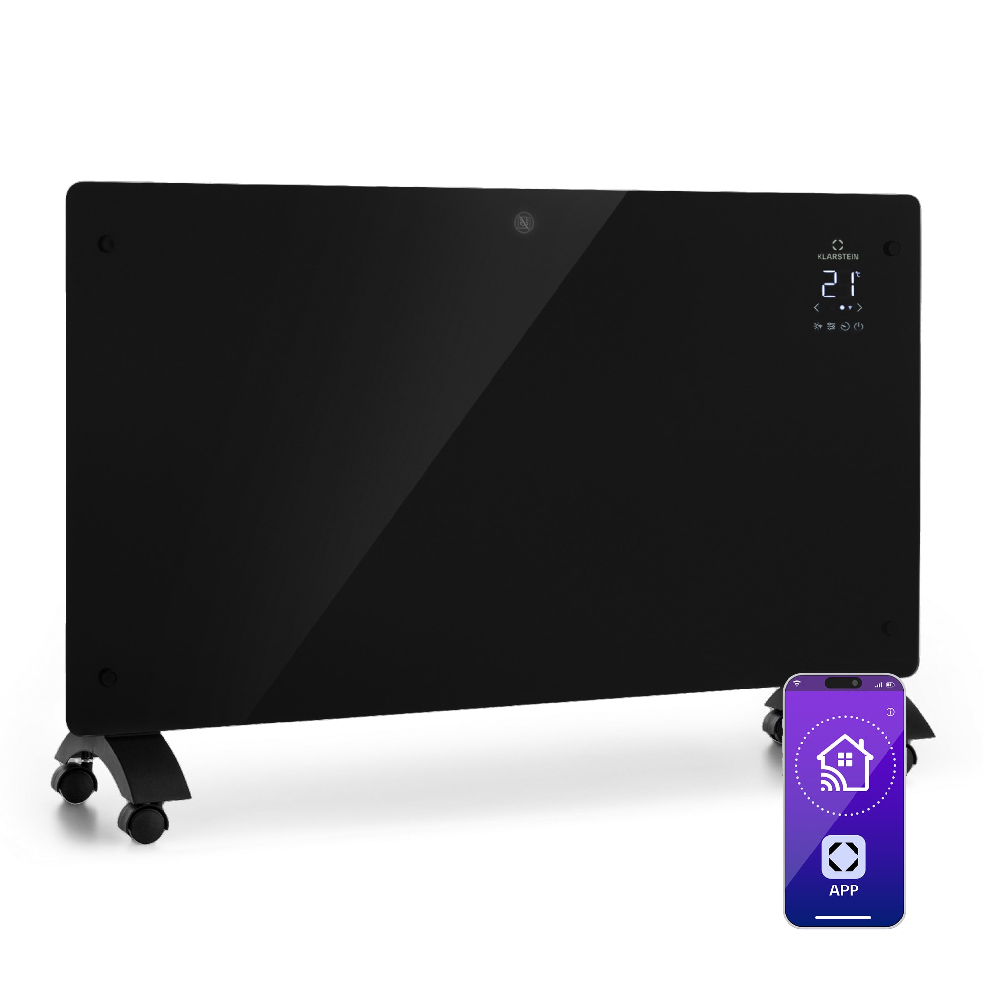 Klarstein Bansin Crystal Smart, konvektorska grijalica, 2500W, 5 - 50 °C, kontrola primjene