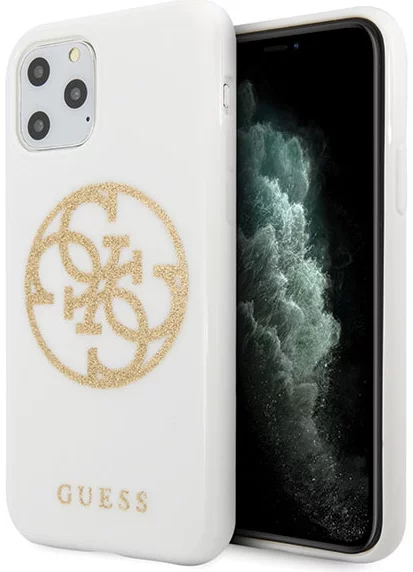 Maska Guess iPhone 11 Pro Max White Hard Case Glitter 4G Circle Logo (GUHCN65TPUWHGLG)