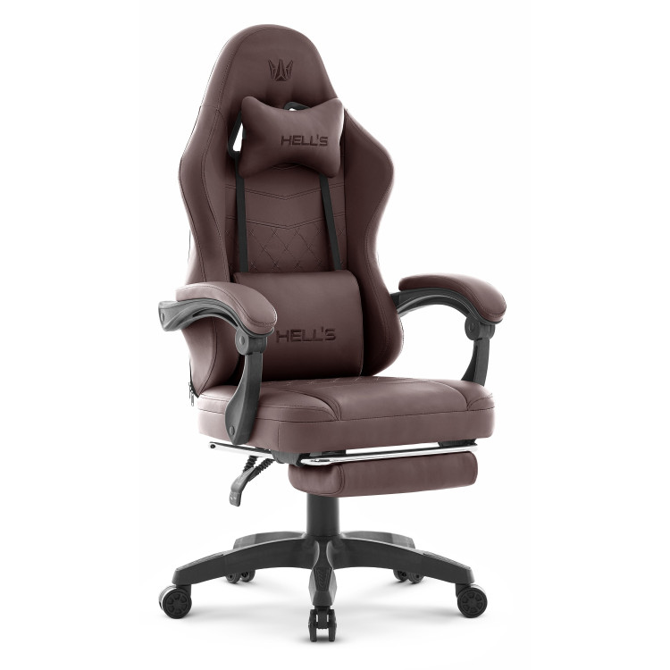 Tamnosmeđa kožna fotelja s osloncem za noge HELLS CHAIR HC-1015