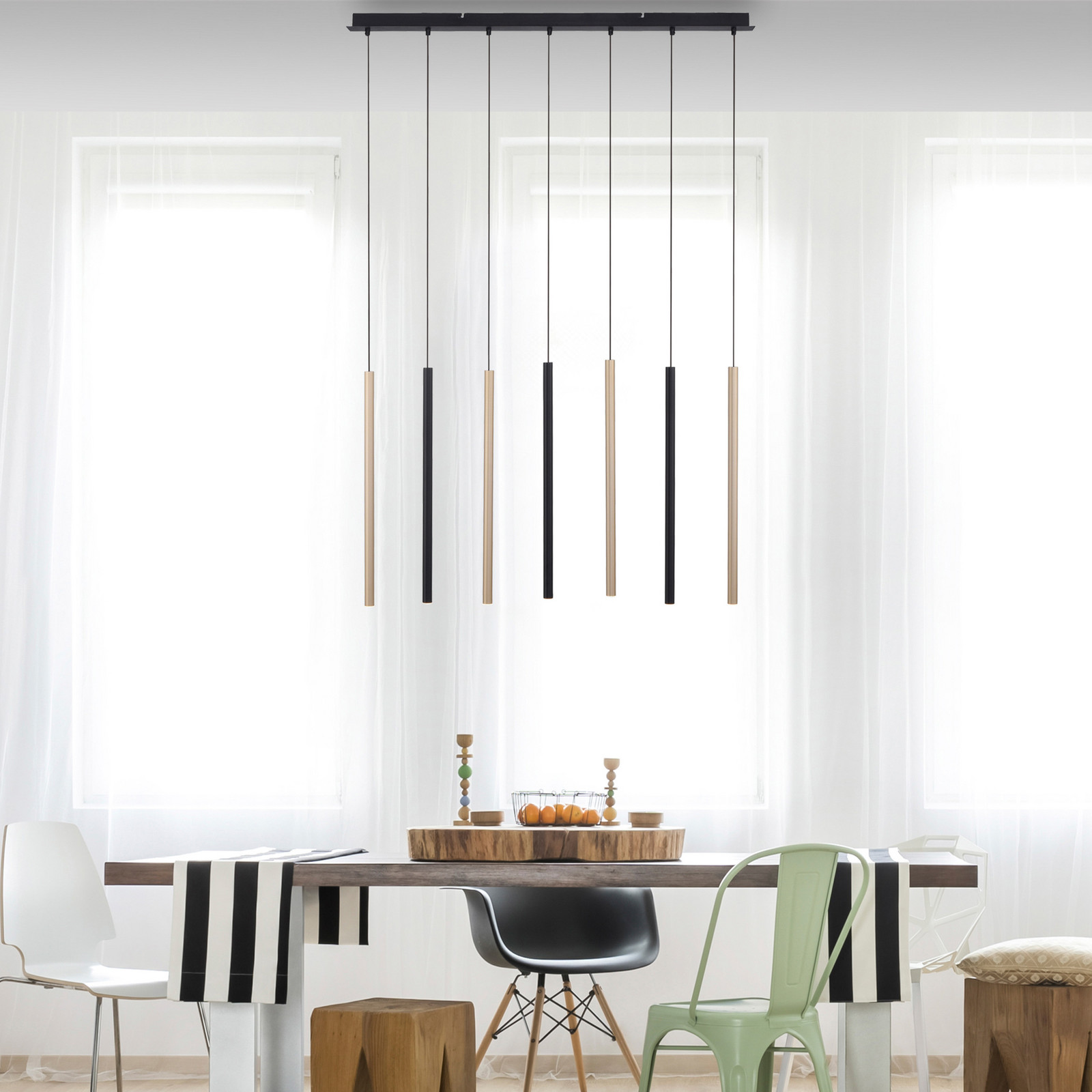 Flute LED viseća svjetiljka, prigušiva, 7 žarulja