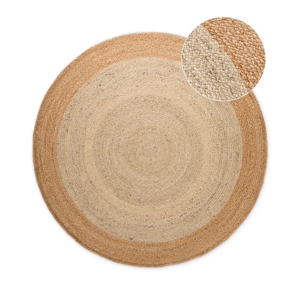 Obostrani/ručno rađen juten okrugao tepih boje slonovače ø 120 cm Jutta Ivory – Hanse Home