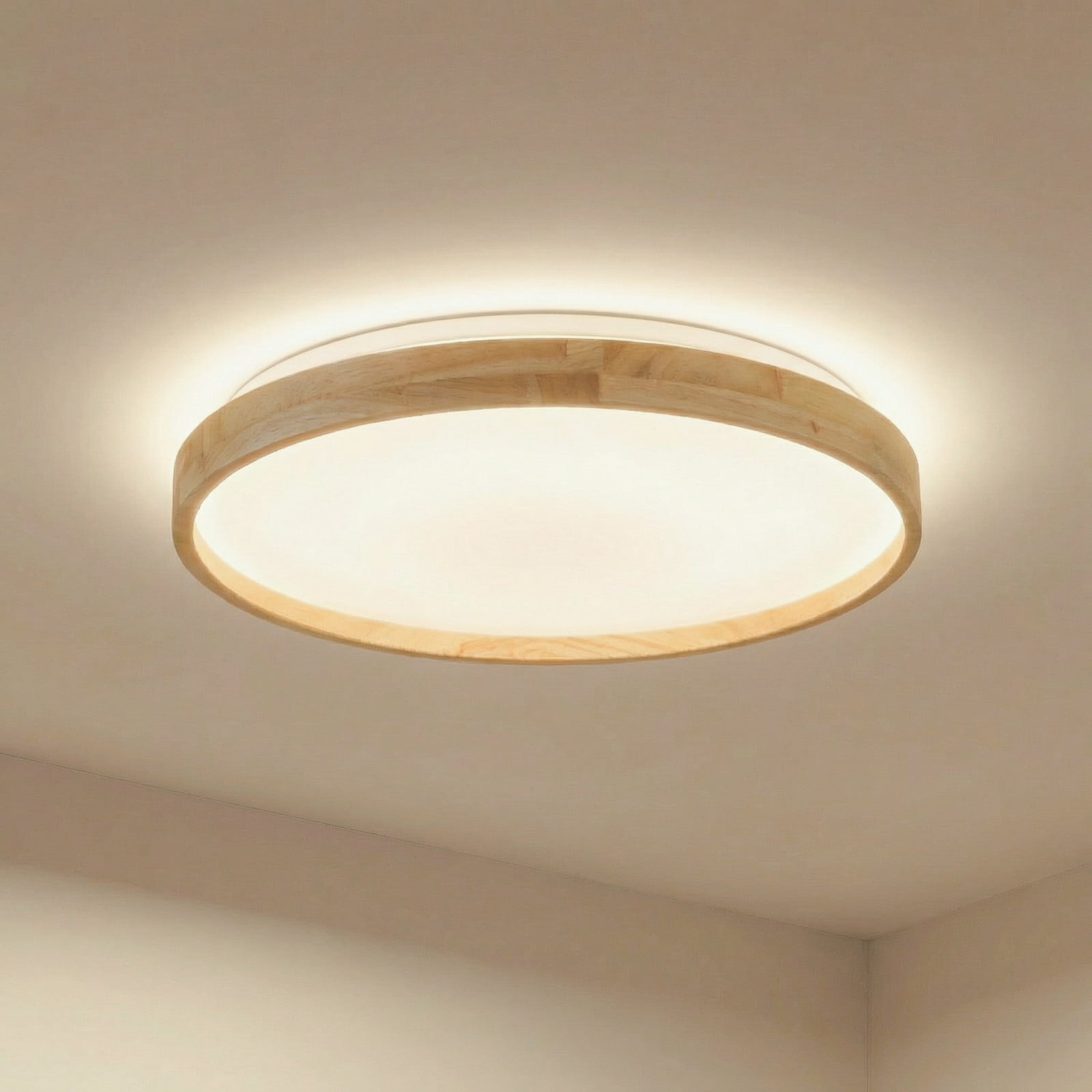 Lindby Smart LED stropna svjetiljka Mirren drvo Ø49,5 cm CCT Tuya