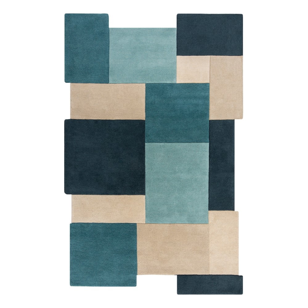 Plavi/bež vunen tepih 150x240 cm Abstract Collage – Flair Rugs