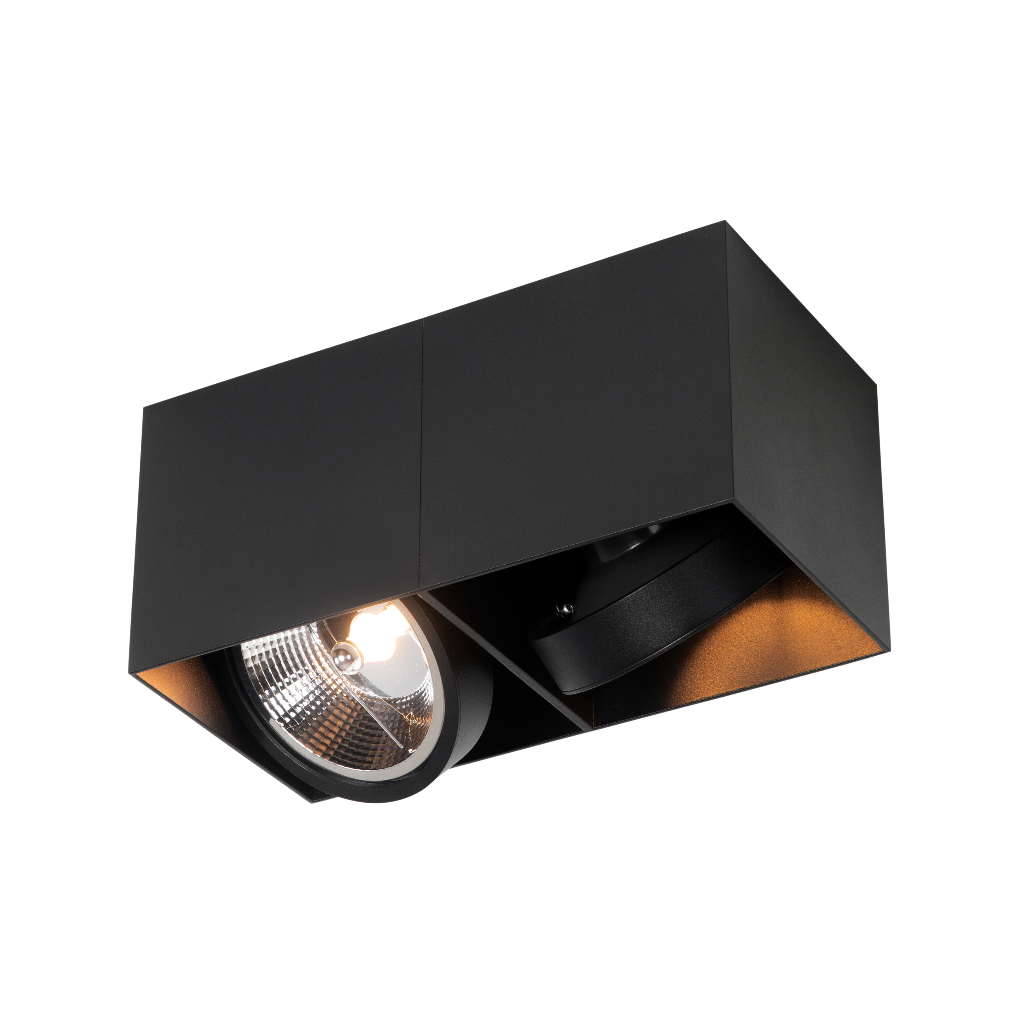 Dizajnerski reflektor crni pravokutni AR111 2-svjetla - Box