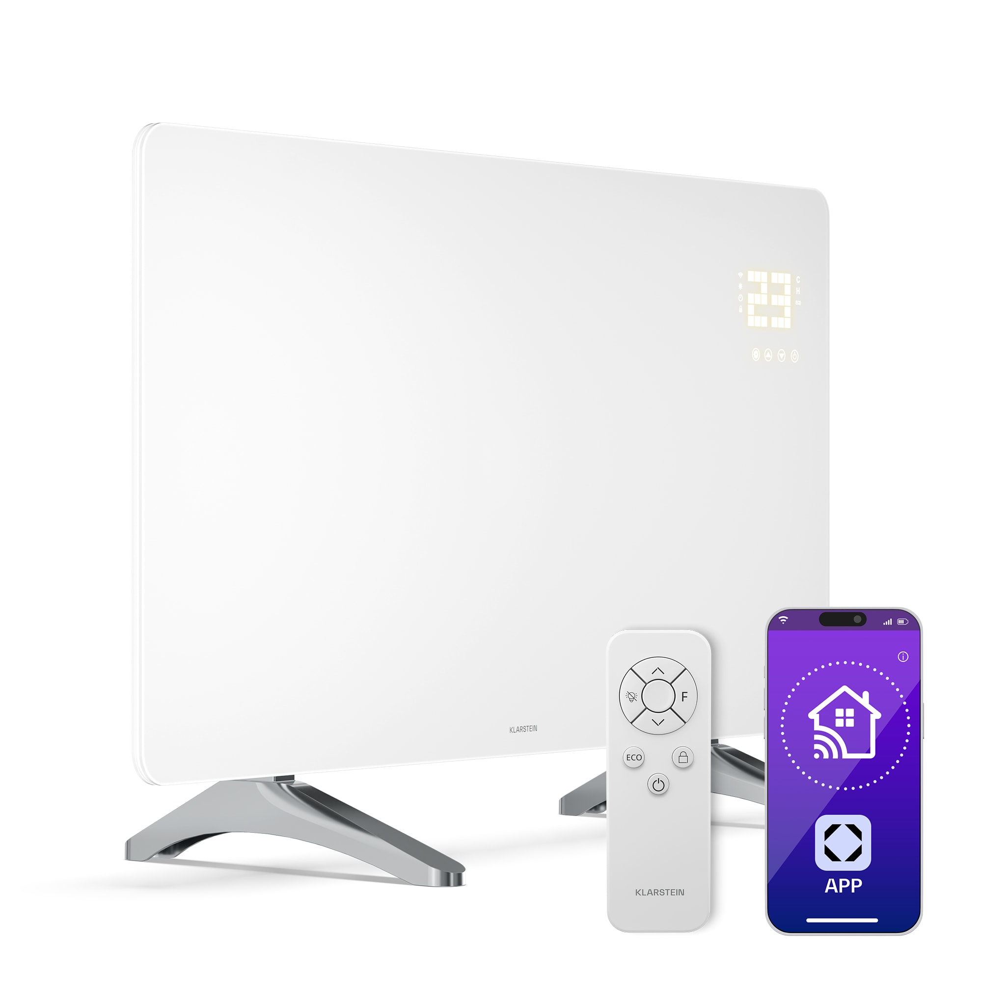 Klarstein Wonderglass infracrvena ploča | 480 W | 7 - 14 m² | Moderan stakleni dizajn | 90 cm x 58 cm