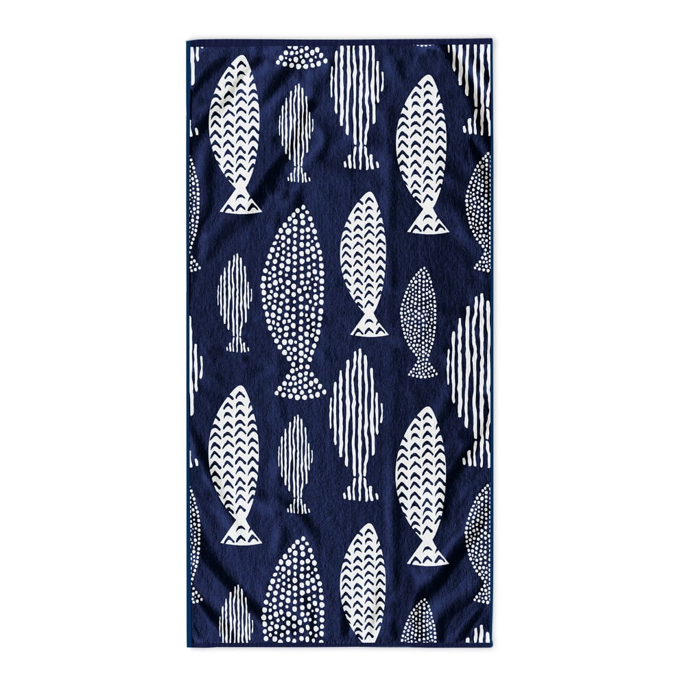 Tamnoplavi ručnik za plažu 90x180 cm Fish - DecoKing