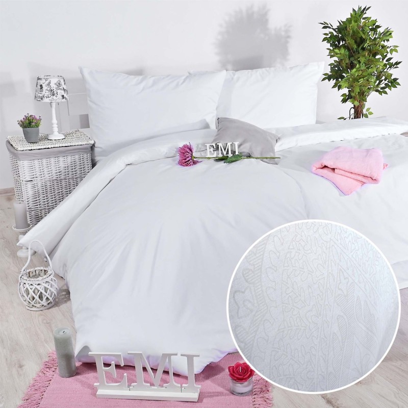 Pamučna posteljina Benard bijela EMI, Francuski set1 200x220 + 2x (70x90)