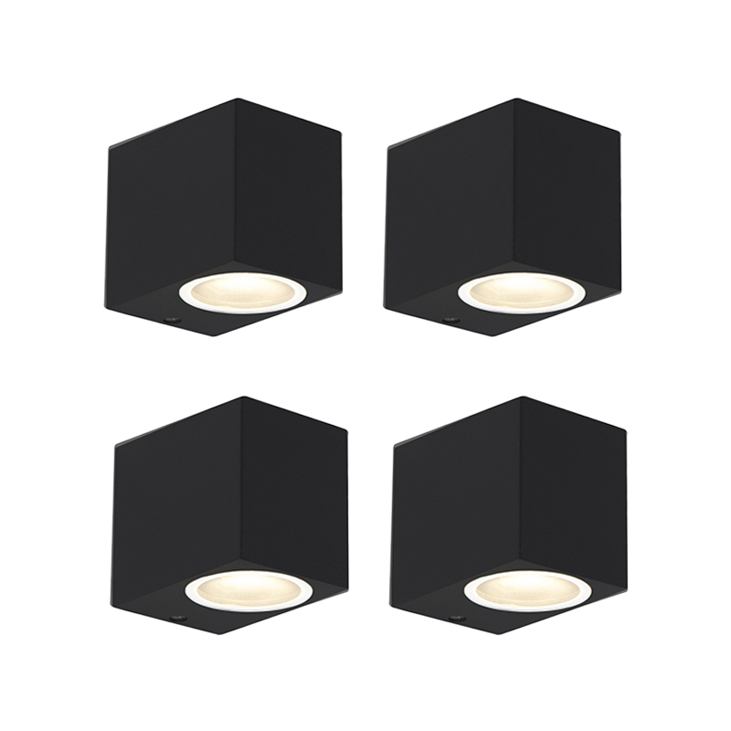 Set od 4 modernih zidnih svjetiljki crnih IP44 - Baleno