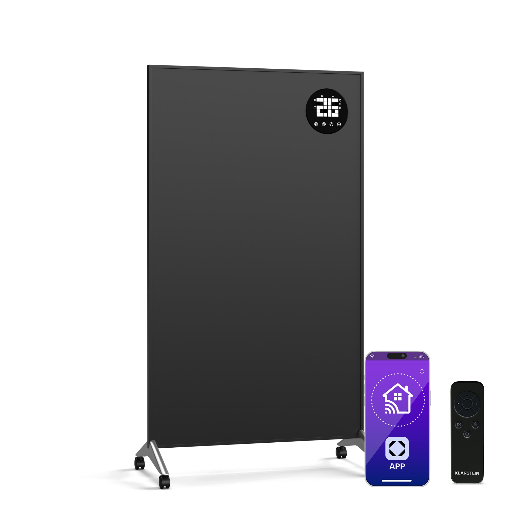 Klarstein Wonderwall Smart Bornholm Infracrvena grijalica, 800 W, Inteligentna kontrola, montaža na zid, LED-zaslon