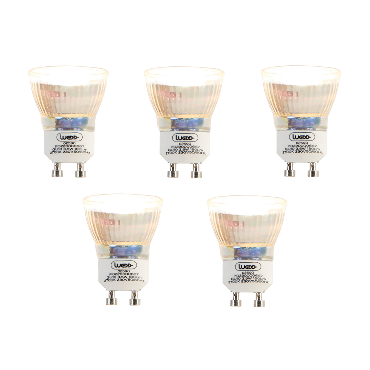 Set od 5 GU10 LED žarulja 35 mm 3,5 W 180 lm 2700 K