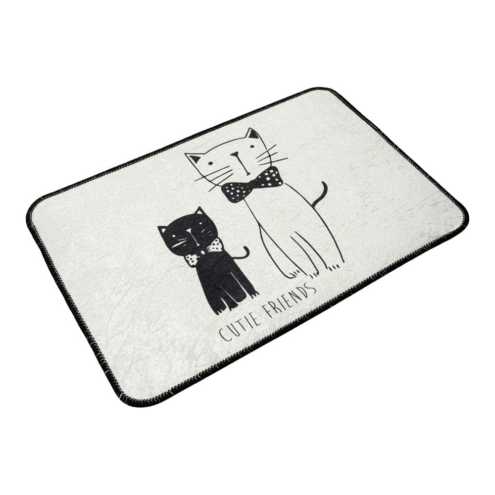 Bijelo-crni kupaonski tepih 60x40 cm Little Cats - Foutastic