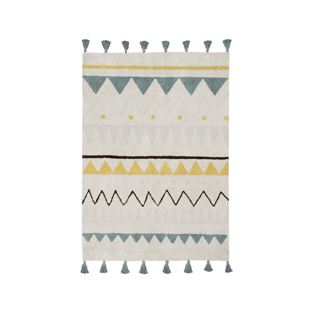 Krem periv/ručno rađen pamučan dječji tepih 120x160 cm Azteca Vintage Blue – Lorena Canals