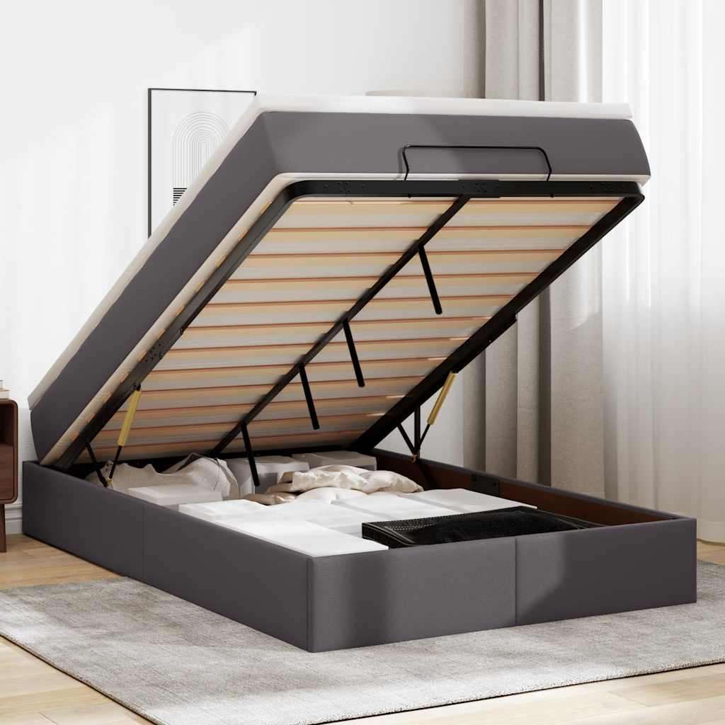 Otomanski okvir kreveta s madracem sivi 120x200cm umjetna koža