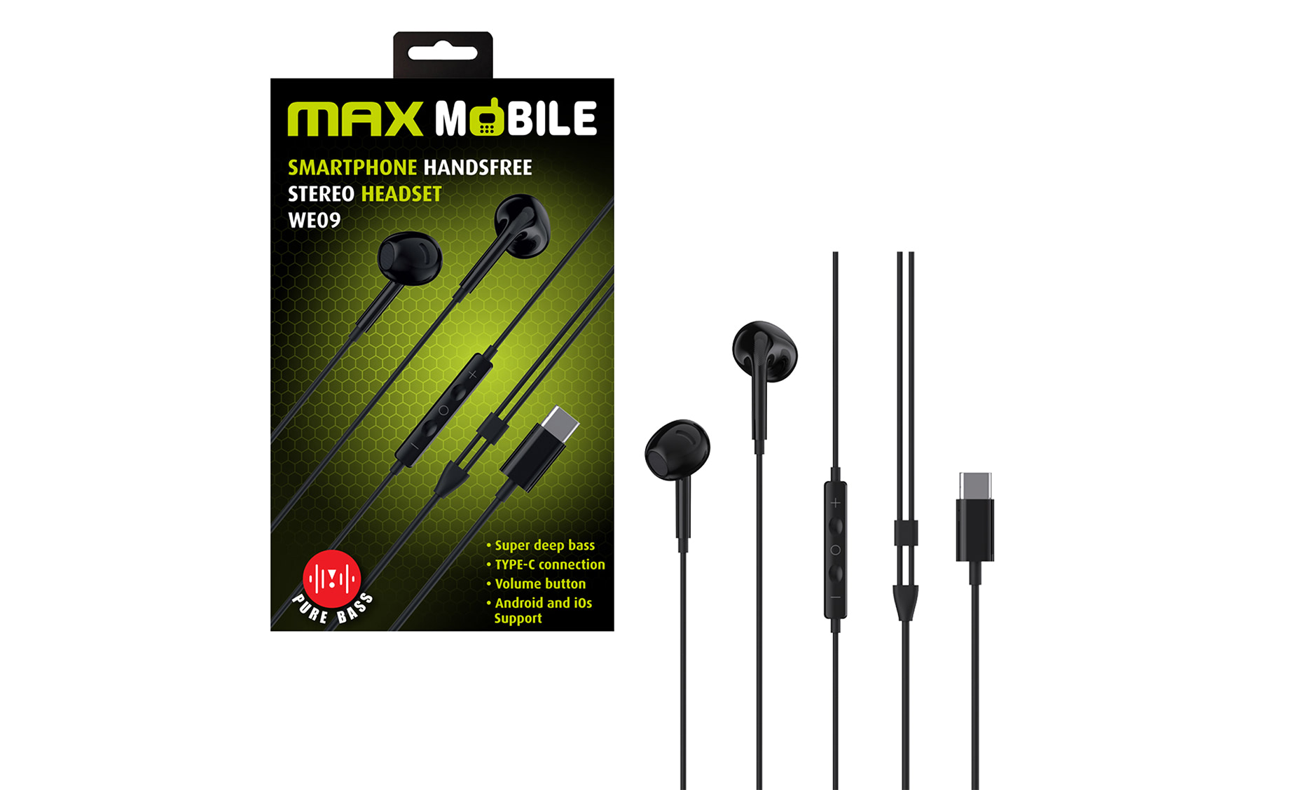 Max Mobile WE09 Type C slušalice , crne