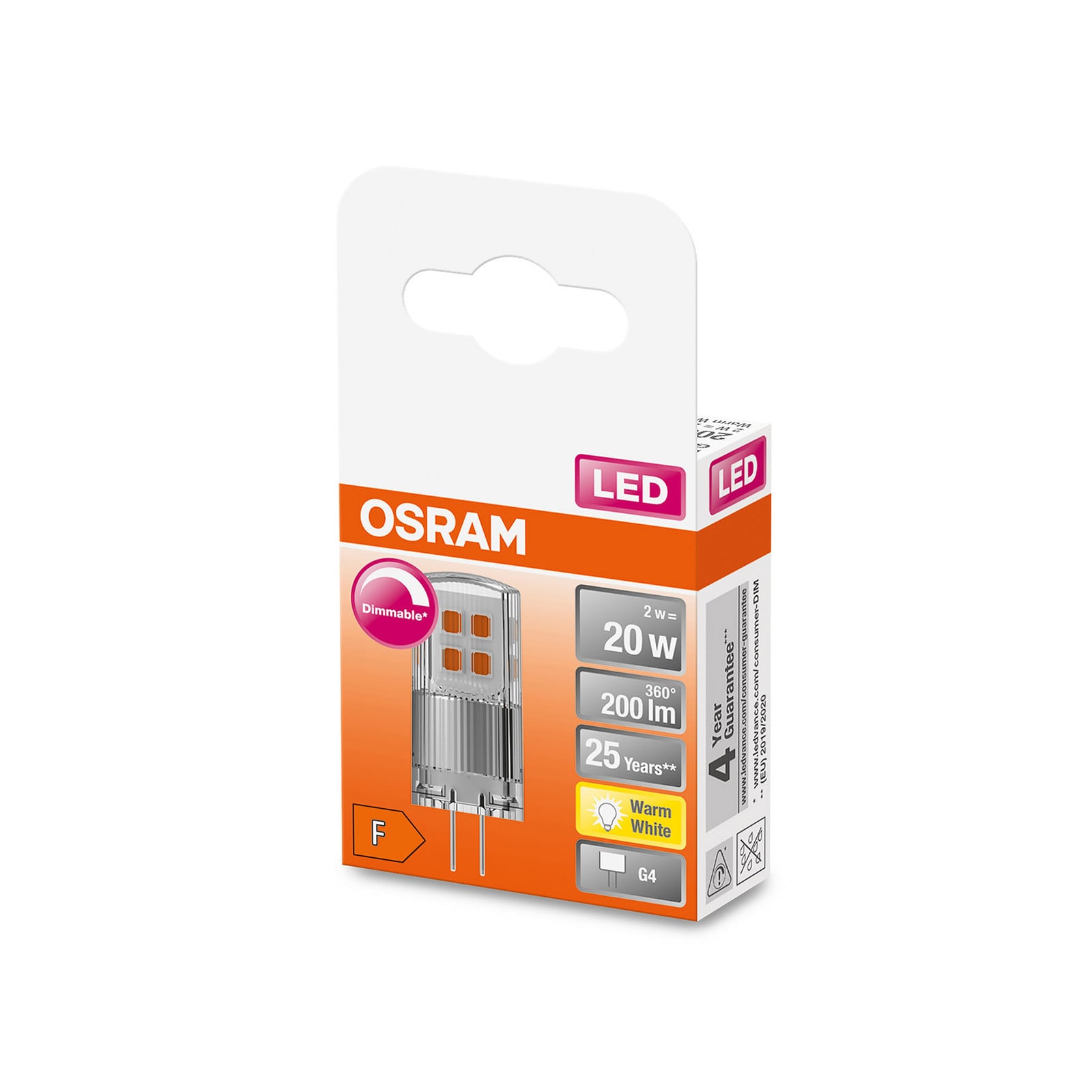 OSRAM PIN 12V LED pin baza G4 2W 200lm prigušiva