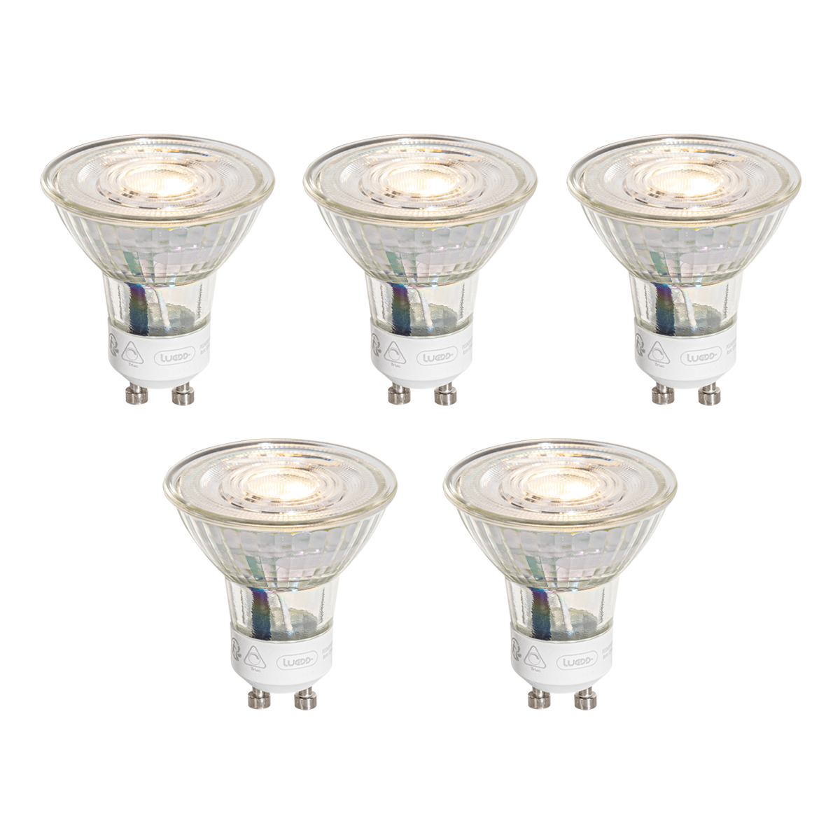 Set od 5 GU10 50mm 3-stupanjske prigušive u Kelvin LED žarulje prozirne 4,9W 450 lm 2000-2700K