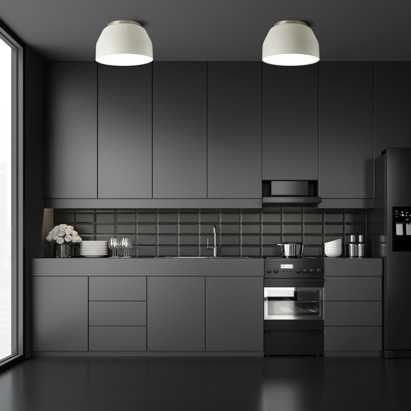 Plafonjera, krem bijela s kromiranim detaljem Ø40cm