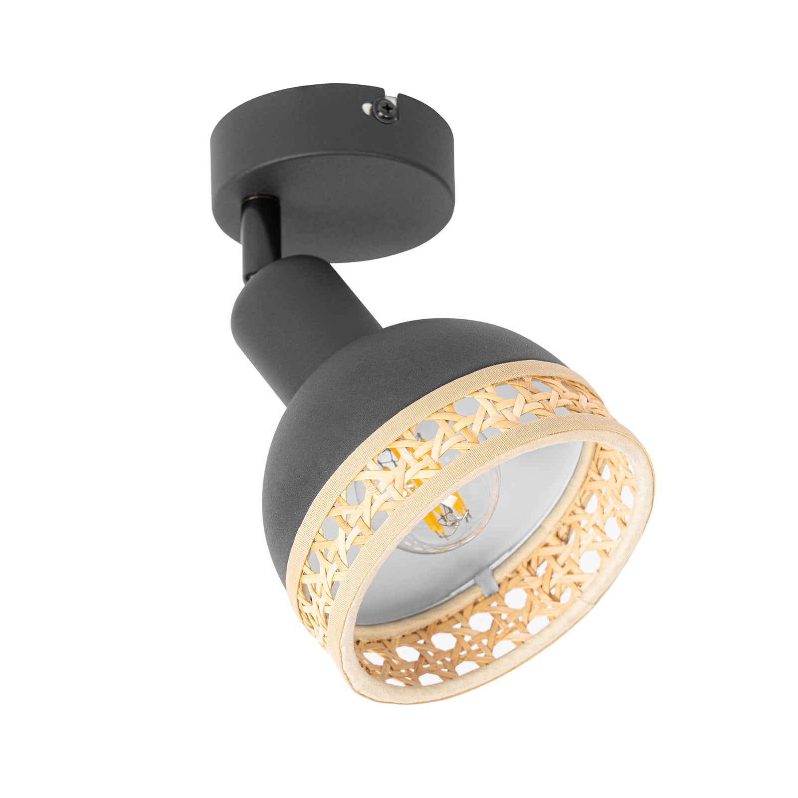 Lindby Lonnaris spot od ratana, crna, 1 žarulja.