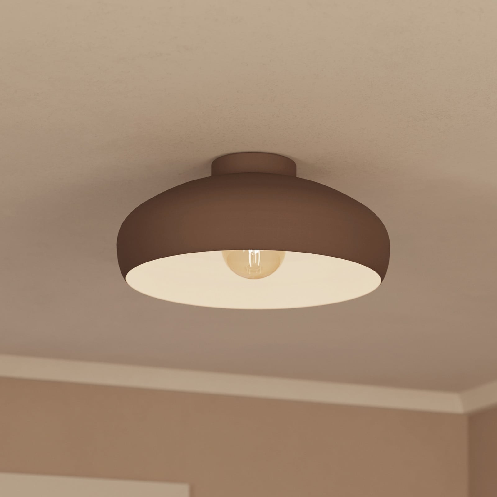 Mogano stropna svjetiljka, Ø40cm, kava smeđa