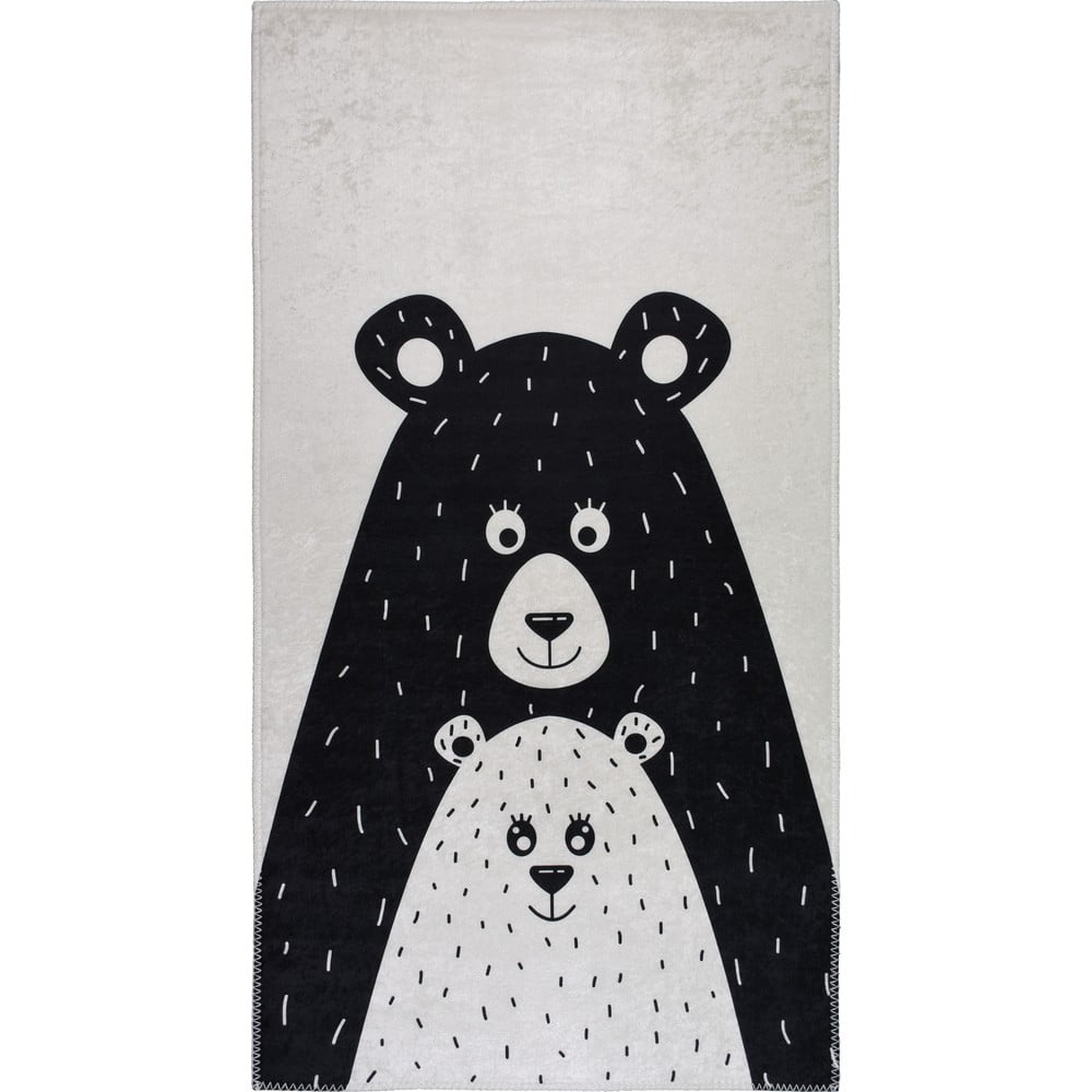 Crno-bijeli periv dječji tepih 100x160 cm Bear Family – Vitaus