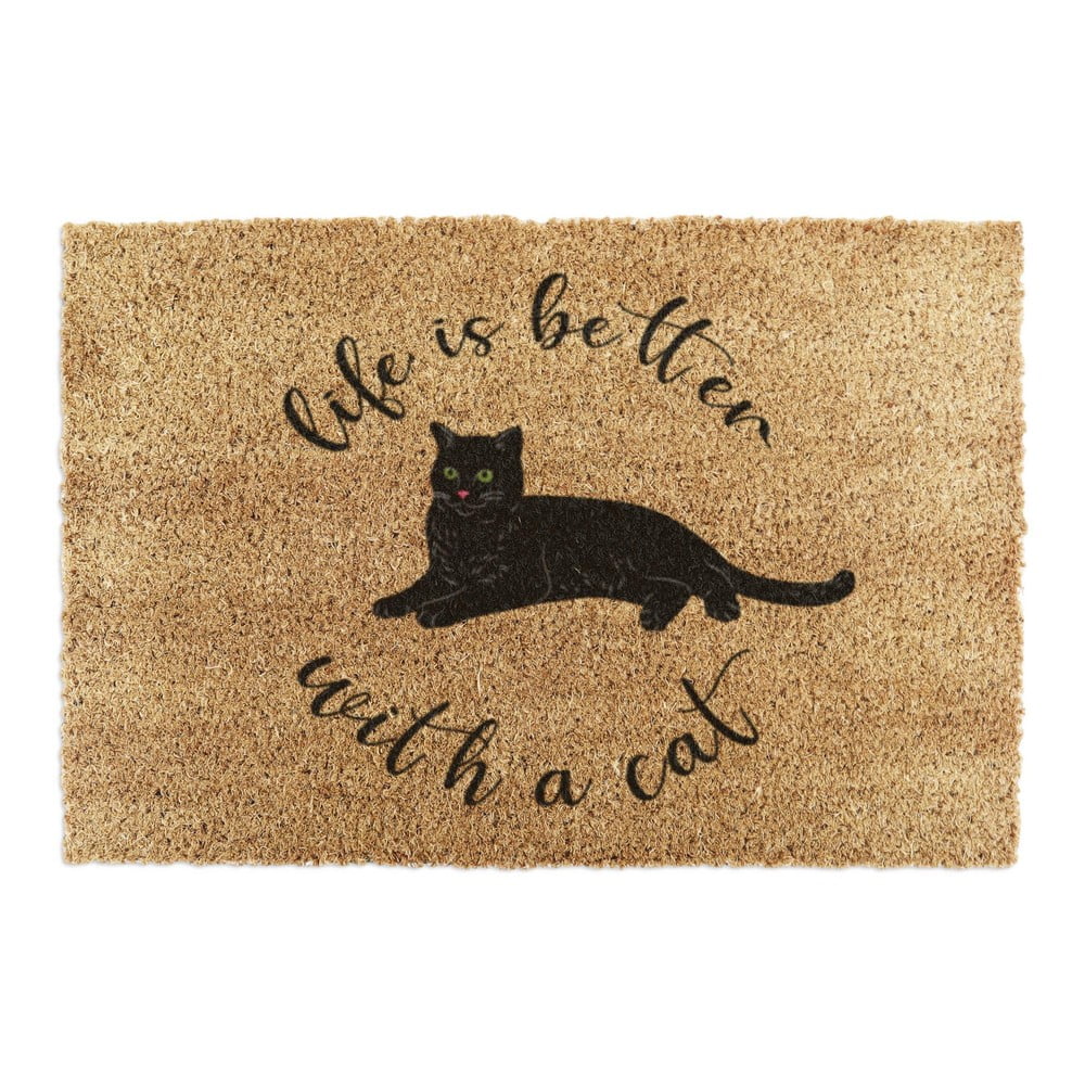 Otirač od kokosovih vlakana 60x90 cm Life Is Better With a Cat – Artsy Doormats