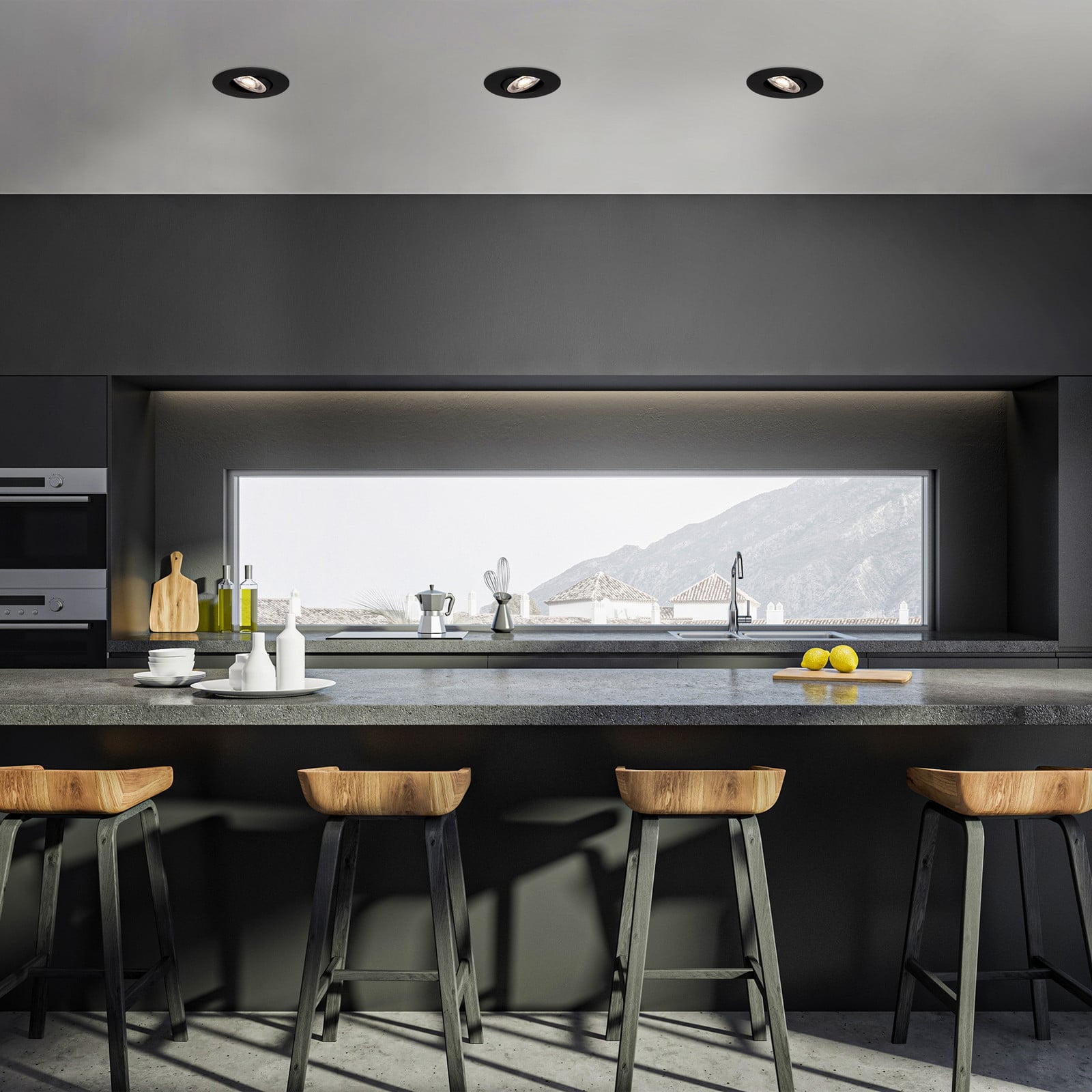 LED ugradna točka 7602 3 serija IP65 3,000 K crna