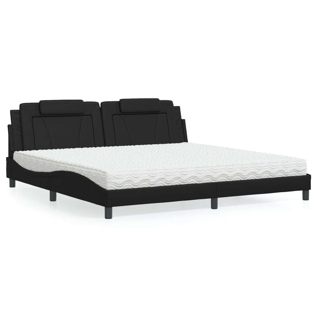 Krevet s madracem crni 200x200 cm od umjetne kože