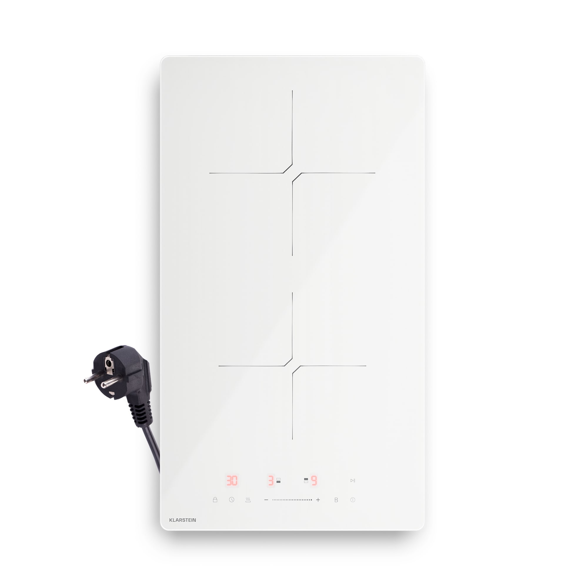 Klarstein Indukcijska ploča za kuhanje PowerGlide | Moderna, kompaktna i snažna | 2 zone kuhanja | 3500 W | 30 cm